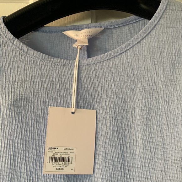 NWT Lauren Conrad Blue Open Shoulder Top size Small - Picture 3 of 5
